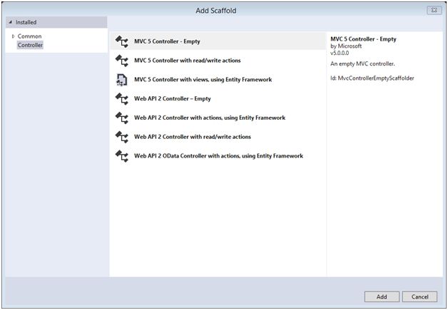 MVC5 Empty Controller